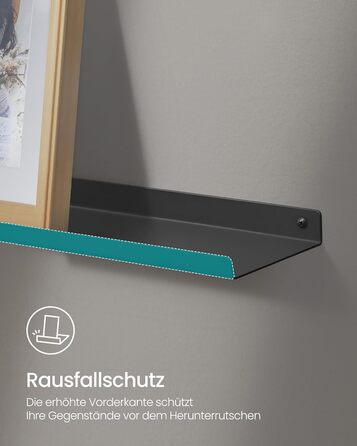 Набір металевих настінних полиць SONGMICS (3 шт), підвісні полиці в індустріальному стилі для вітальні, кухні та ванної кімнати, чорні, LFS12BK