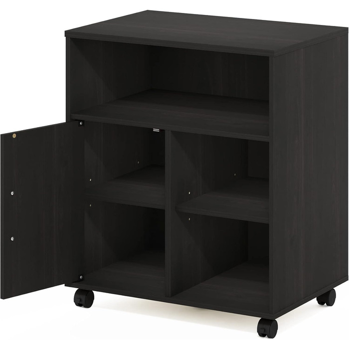 Підставка для комп'ютера та принтера Furinno Econ Home Office з роликами, 3-рівнева з дверцятами (Espresso)