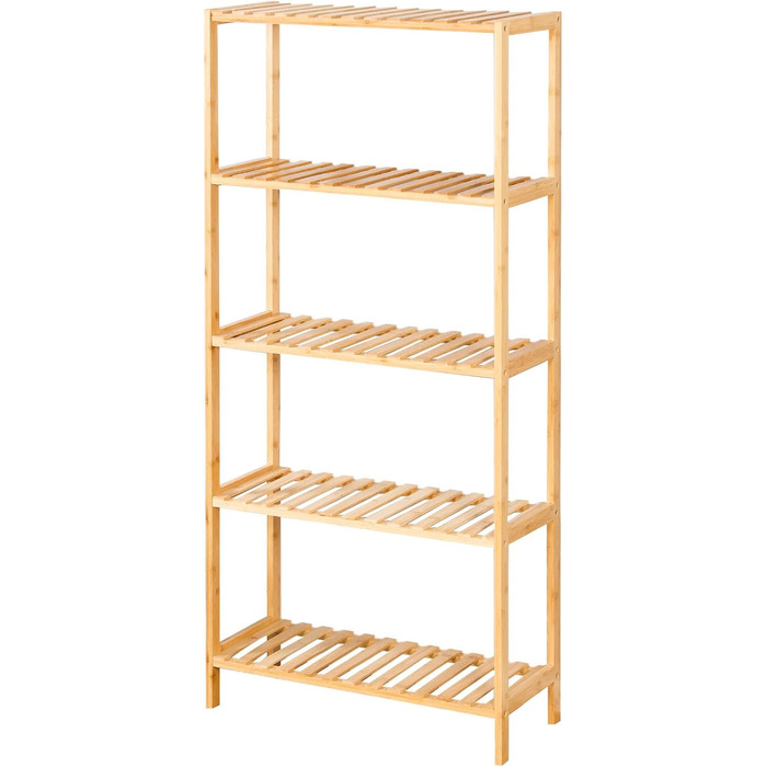 Стильне дерев'яне стелаж Floordirekt Bambus Regal для ванної, спальні, вітальні (60 x 26 x 130 см)