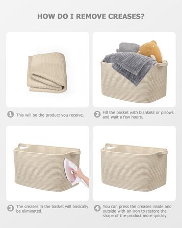 Складаний кошик для білизни, 63L, з бавовни, плетений, з ручкою, 2 шт. (білий та коричневий)