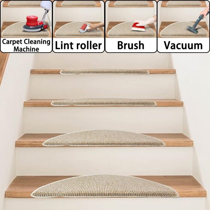 Килимок для сходин Qingbei Rina 22x65 см, набір з 15 шт, бежевий, антиковзкий, самоклеючий для дерев'яних сходин