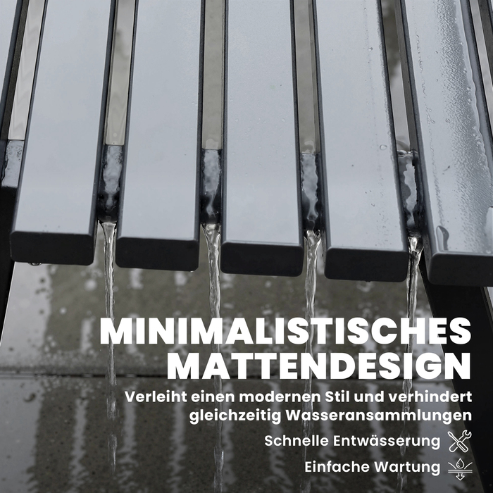 Міцна лавка для саду на 3 особи, стійка до погодних умов, з металевим каркасом. Широка сидіння з ламелевим дизайном, витримує до 240 кг. Розміри: 154 x 68 x 88 см.