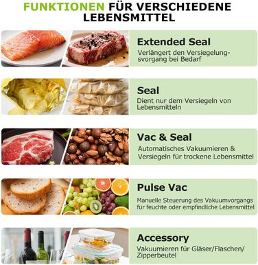 Вакууматор Bonsenkitchen VS5100 для Sous-Vide, 15 л/хв, з вбудованим різаком та кліпсою для пакетів, сріблястий