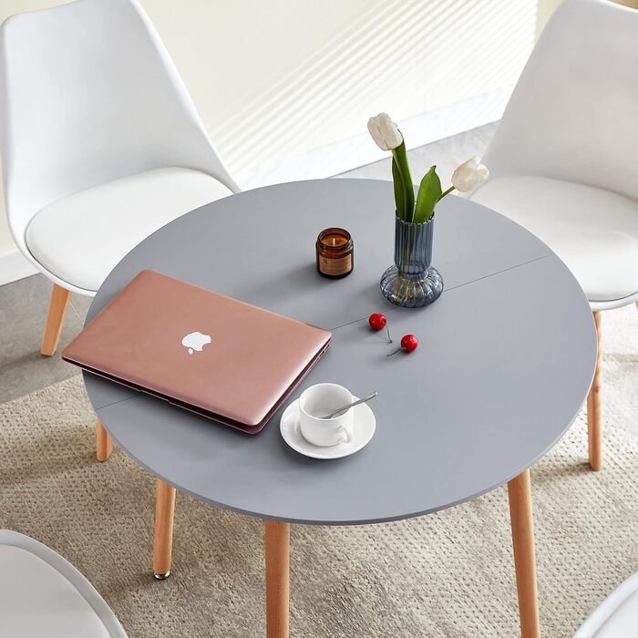 Комплект обіднього столу з 4-ма сірими стільцями | Обідня група 5-ти частинна | Обідня група для вітальні, кухні, їдальні | Сірі стільці, сірий стіл