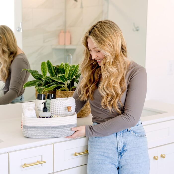 Кошики для полиці NaturalCozy прямокутні, 30 x 20,3 x 11,4 см, зелені, набір 3 шт.