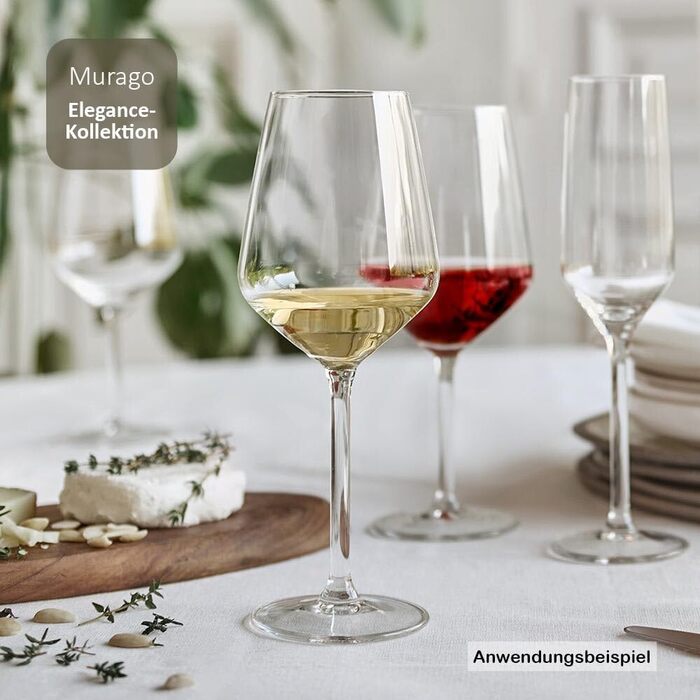 Набір келихів для білого вина Elegance 24 шт, 380 мл - великі келихи для вина, міцне скло, можна мити в посудомийній машині