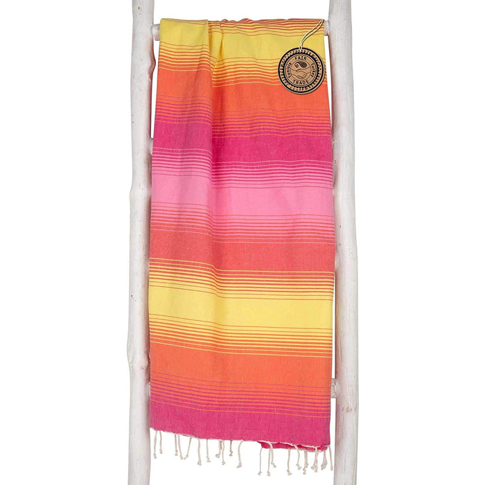 Жіночий рушник для хаммаму ZusenZomer Fouta XL 100x190-Пляжний рушник для хаммаму рушник для хаммаму-100 бавовна з гребенем Oeko-TEX-рушники для хаммаму Fair Trade (200 x 200 см, рожеві і помаранчеві)