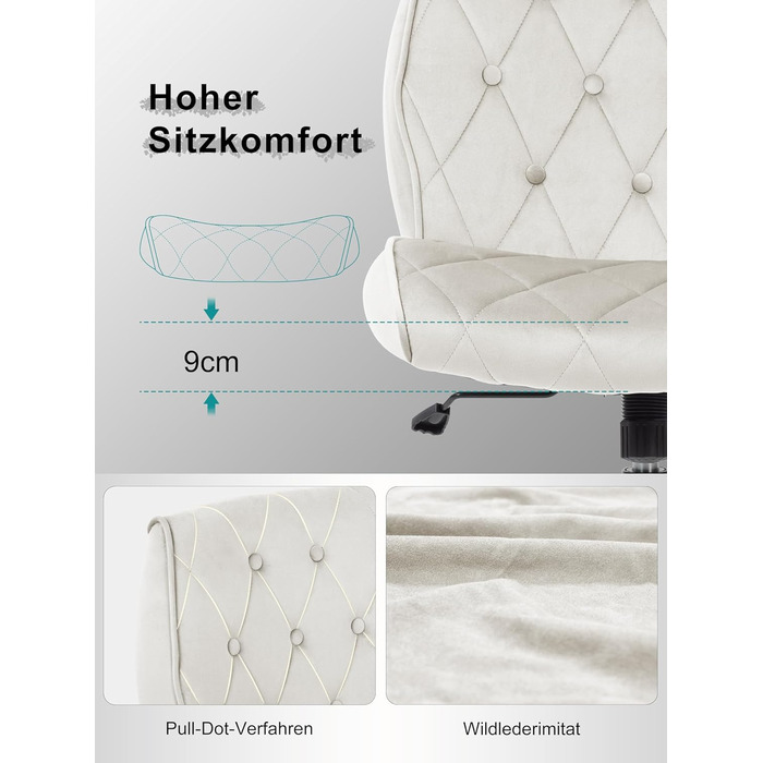 Крісло для дому та офісу Symino з функцією гойдання, крісло для макіяжу та письмове, з м'якої еко-шкіри, регульоване по висоті, поворотне на 360°, ергономічне, до 150 кг, велике