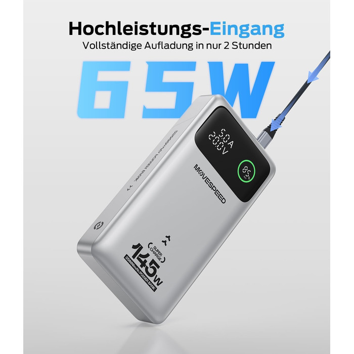 Power Bank MOVESPEED 145W 25000mAh з 3 USB-портами, PD 3.1, Digital Display - для ноутбуків, iPhone, Galaxy, iPad