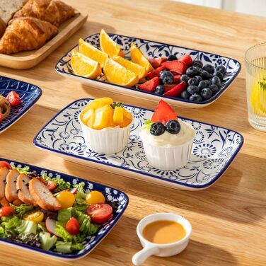 Набір тарілок Vancasso SELENE, 6 шт., прямокутні, 22x13 см, блакитні - для закусок, суші, десертів, фруктів