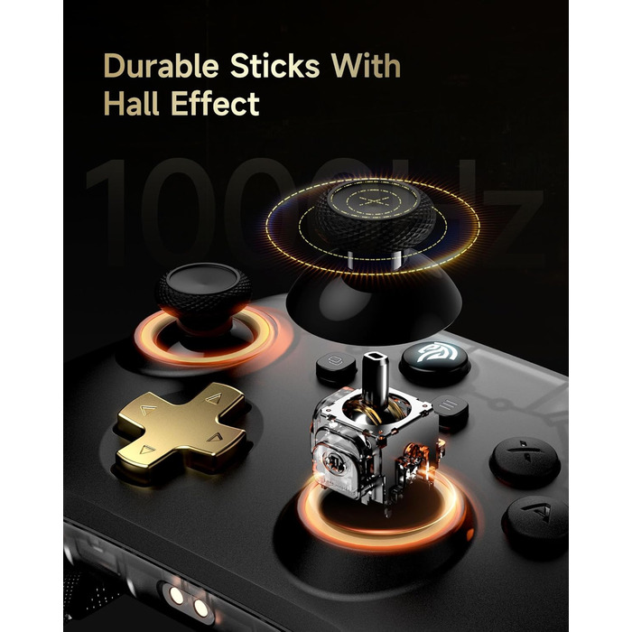 EasySMX D05 PC контролер з док-станцією: бездротовий геймпад з Хол-ефектом для ПК/Switch/Android, чорний та золотий