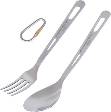 Набір похідного посуду iBasingo Titan 3 шт. (вилка, ложка, ніж) з нержавіючої сталі – для кемпінгу, риболовлі, пікніків та грилю