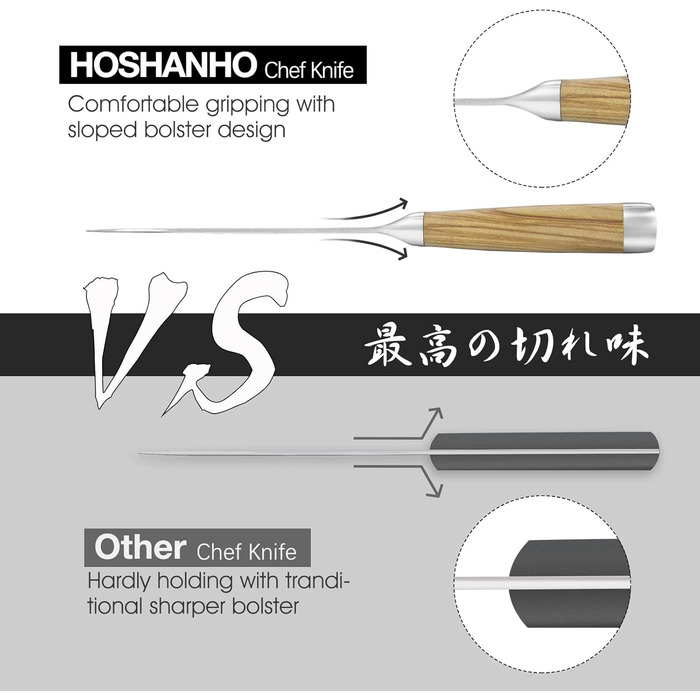 Ніж кухонний HOSHANHO Дамаск 20см, 67 шарів Дамаської сталі, японський ніж з ергономічною ручкою оливкового кольору