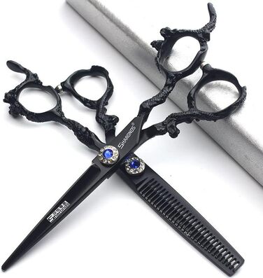 Перукарські ножиці SHARONDS JP440c з ручкою у вигляді дракона 2 шт 6" чорні