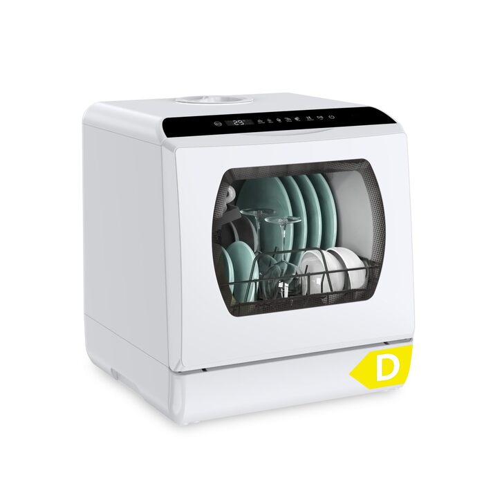 Посудомийна машина компактна Hermitlux Mini на 5 персон, 5л, з сушінням гарячим повітрям, клас енергоефективності D, скляні двері