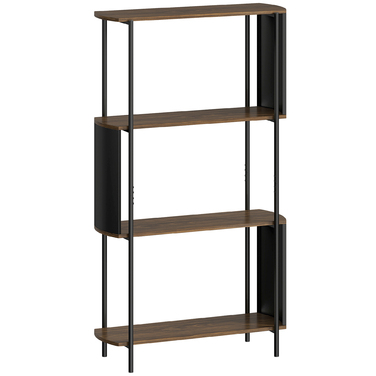 Багатоярусна стелаж Regal, окремо стояча, з вигнутим дизайном, індустріальна полиця для книг, з імітацією коричневого дерева.