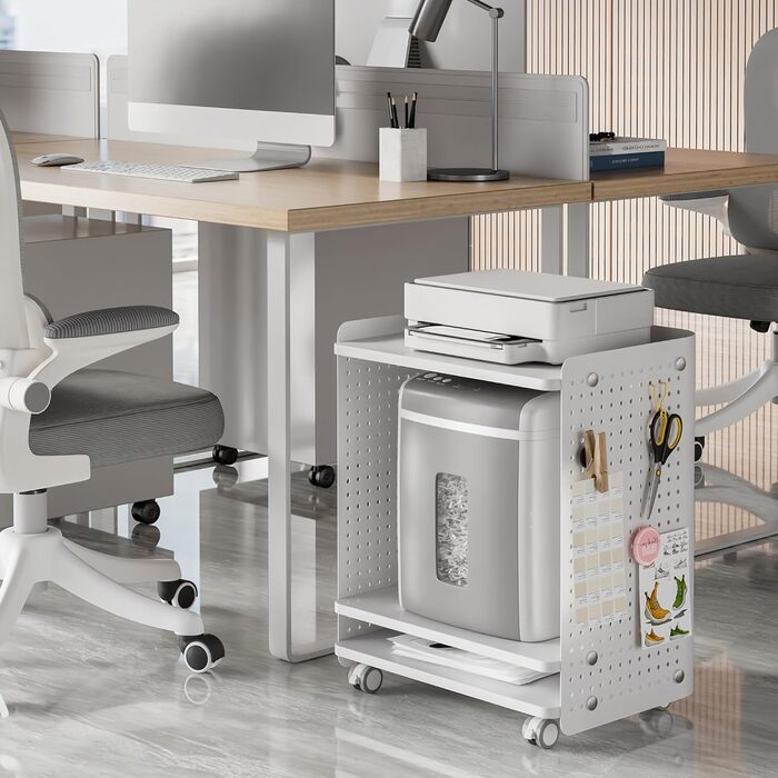 Стіл для принтера Fenge на колесах з органайзером, 3 яруси, білий (45.3x33.5x53.5 см)