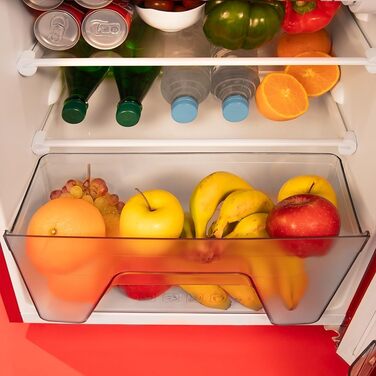 Холодильник Cecotec Bolero CoolMarket 2D Origin 86L - Retro, 89.3 x 48.7 см, 86 л, Клас E, з Ice Box, внутрішнім освітленням та хромованим ручками