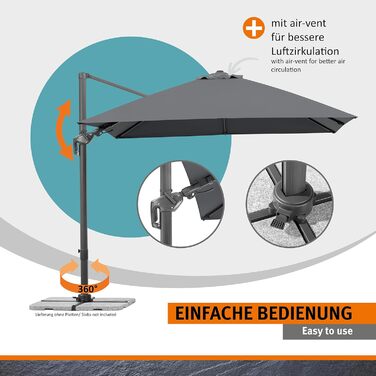 Парасолька від сонця Schneider RHODOS TWIST, 300 x 300 см, антрацит