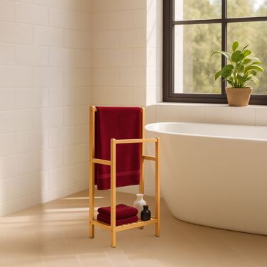 Підставка для рушників Relaxdays з бамбука, 2 перекладини та полиця