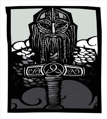 Комплект підковдр ABAKUHAUS Viking Односпальне ліжко, монохром Thor Son of Odin, м'яка форма найвищої якості Підковдра 170х220 см з 2 предметів з 1 наволочкою, білий чорний