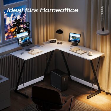 Ігровий стіл ODK, L-подібний кутовий стіл для геймінгу та офісу, 120x120 см, білий