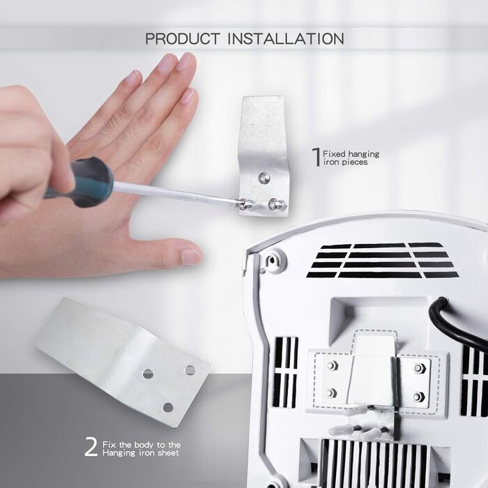 Автоматичний сушар для рук Modunful з інфрачервовим сенсором, настінний, 2000W, тихий (40 dB), ABS-покриття, білий