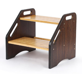 Сходинка StrongTek з бамбука для дітей та дорослих, 38 см, антиковзні сходинки, 160 кг, портативна дерев'яна сходинка з бічними ручками для ванної та кухні