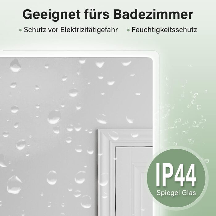 Дзеркало для ванної кімнати з підсвічуванням 80x60 см, LED, антизапітніння, 3 кольори, IP44, тип A