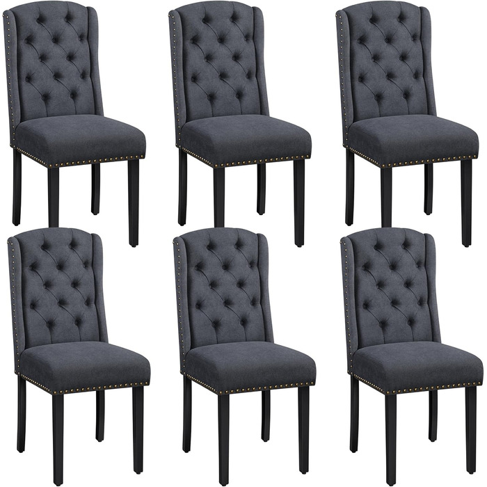 Набір кухонних стільців Yaheetech (6 шт.) з підлокітниками, сірий, до 140 кг