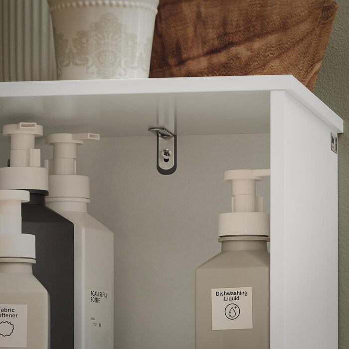 Тумбочка для ванної кімнати SoBuy, вузька, стійка до вологи, з бамбуковими дверцятами, 30 см, 33x165x33 см, BZR127-W