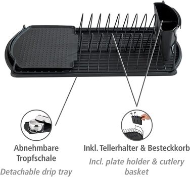 Сушарка для посуду, решітка для зливу, 47,5x126,5 см, чорна