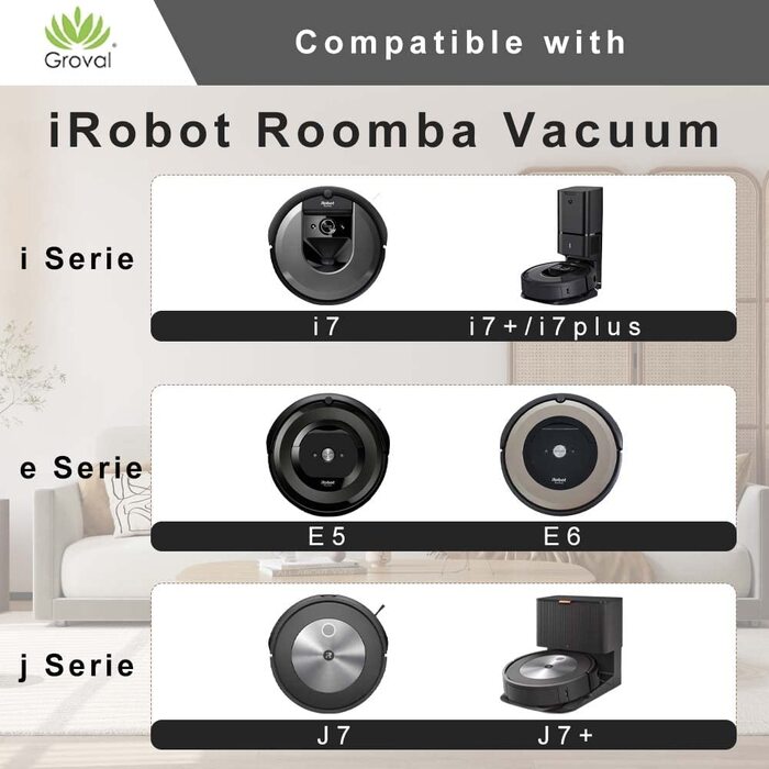 Комплект запасних частин для пилососа сумісний з iRobot Roomba i7 i7 / i7 Plus E5 E6 J7 J7 / включає в себе щітки для миття підлог основна щітка крайові щітки крайові щітки набір для заправки фільтрів Hepa Комплект запасних частин