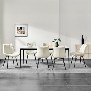 Набір обідніх стільців Yaheetech, 6 шт., з м'яким сидінням з велюру та металевими ніжками, для кухні, вітальні, обідньої кімнати, до 150 кг