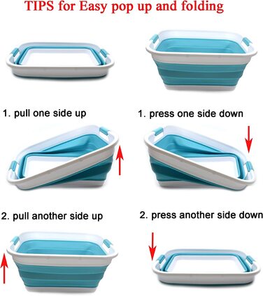Складна Пластикова корзина для білизни SAMMART 41L-складаний висувний контейнер для зберігання / органайзер-Портативна пральна ванна-компактна Кошик /Кошик (світло-блакитного кольору)