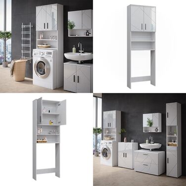Шафа для пральної машини Vicco Irma, білий глянець, 64x190,5 см, ванна кімната
