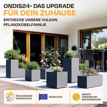 Плантатор Ondis24 Vulkan, 57л, прямокутний, з водосховищем, для балкона/тераси, антрацит