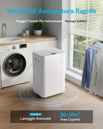 EUHOMY Електричний осушувач повітря для підвалу з відведенням води, тихий, енергоефективний, з автоматичним розморожуванням, таймером, для квартири до 50 м² (20 л/24 год)