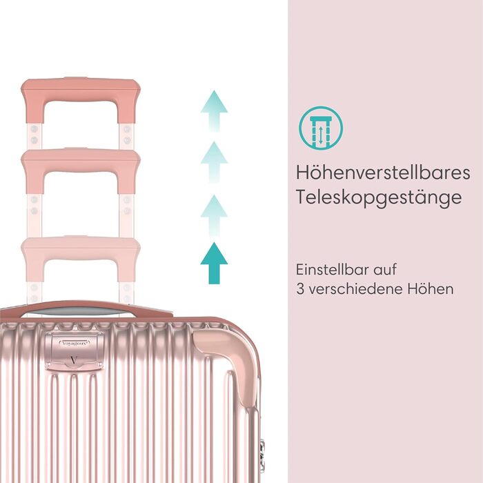Набір валіз Voyagoux 2 шт. (40L + 116L) з ABS, TSA-замком, 4 колеса, рожеве золото