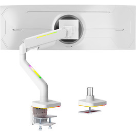 Кріплення для монітора ARES WING Ergonomic RGB, 17-49 дюймів, регульоване по висоті, поворотне, нахильне, RGB LED (білий)