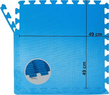 Килимок для басейну Hummelladen з Eva синього кольору - товщина 0,5 см - 50х50 см - підходить для басейну зі сталевим каркасом 300х200 см - вставна система у формі пазла - з крайовими деталями товщиною 0,5 см - конструкція для басейну зі сталевим каркасом