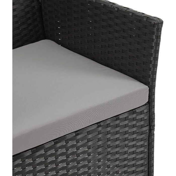 Садовий набір Gartensitzgruppe SVITA Dallas з поліротангу, 4 предмети: 2 крісла, диван на 2 місця, стіл, чорний. Комплект вуличних меблів зі сталевим каркасом та подушками