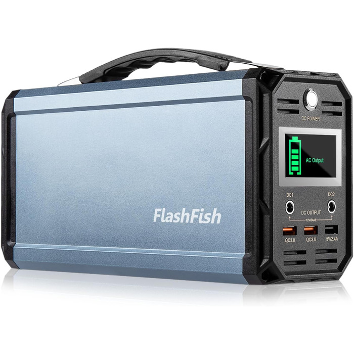 Електростанція FF FLASHFISH 300 Вт із сонячною панеллю 100 Вт/18 В, 222 Втгод, 60000 мАг, розетка, аварійне живлення (G300)