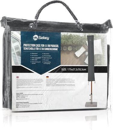 Захисний чохол для парасольки від сонця Sekey, 260x65 см, темно-сірий
