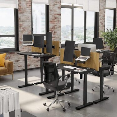 Електричний регульований стіл Flamaker з телескопічною основою (чорний) з пам'яттю