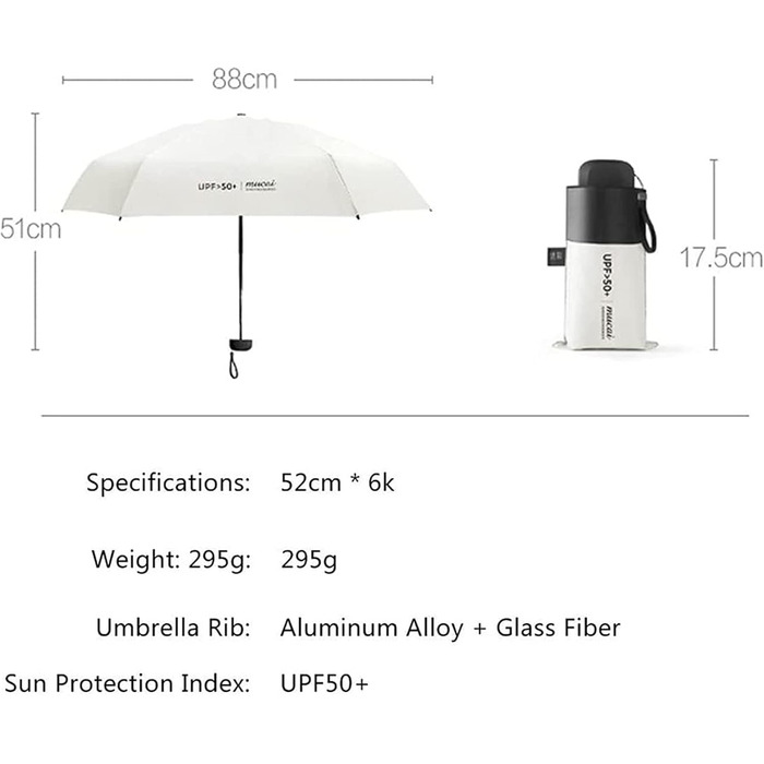 Ультралегка складна міні-парасолька із захистом від ультрафіолету для чоловіків, жінок, дітей, біла