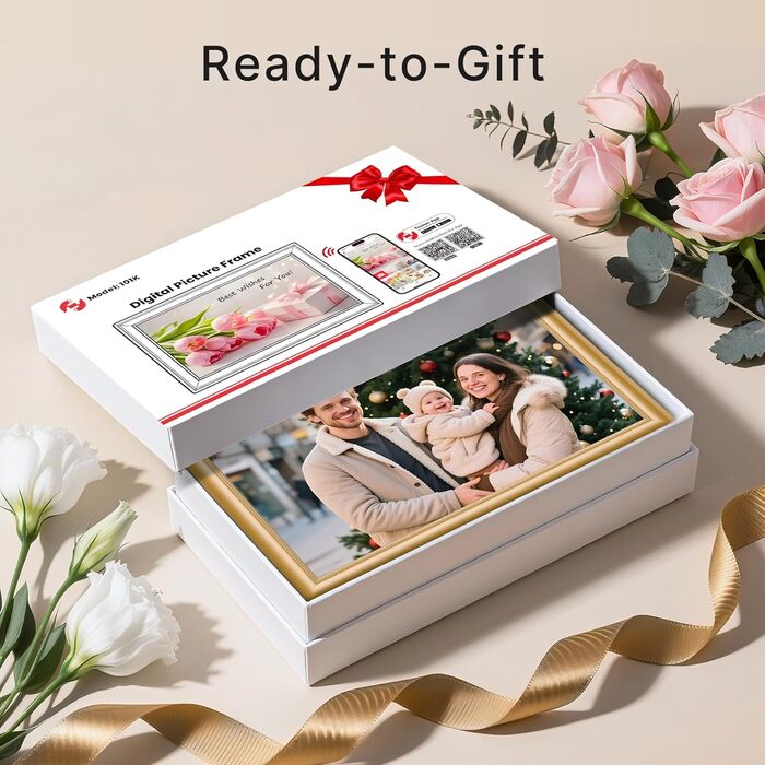 Frameo: Цифровий фоторамка 10.1 дюйма з Wi-Fi, сенсорним екраном IPS HD 1280*800 та 32GB пам'яті