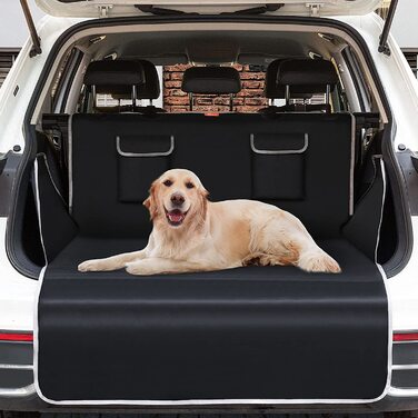 Захисна кришка багажника Toozey для собак з бічним захистом-універсальне автомобільне ковдру для собак-водонепроникне, стійке до розриву і просте у догляді-міцний захисний килимок для собак-Чорний стандартний чорно-сірий край