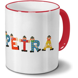 Кружка з ім'ям Петра - Дерев'яні літери - Іменна кружка, кавова кружка - Червона