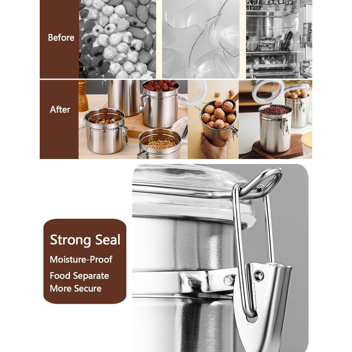 Набір контейнерів для зберігання продуктів (2 шт, 1.8L, нержавіюча сталь)